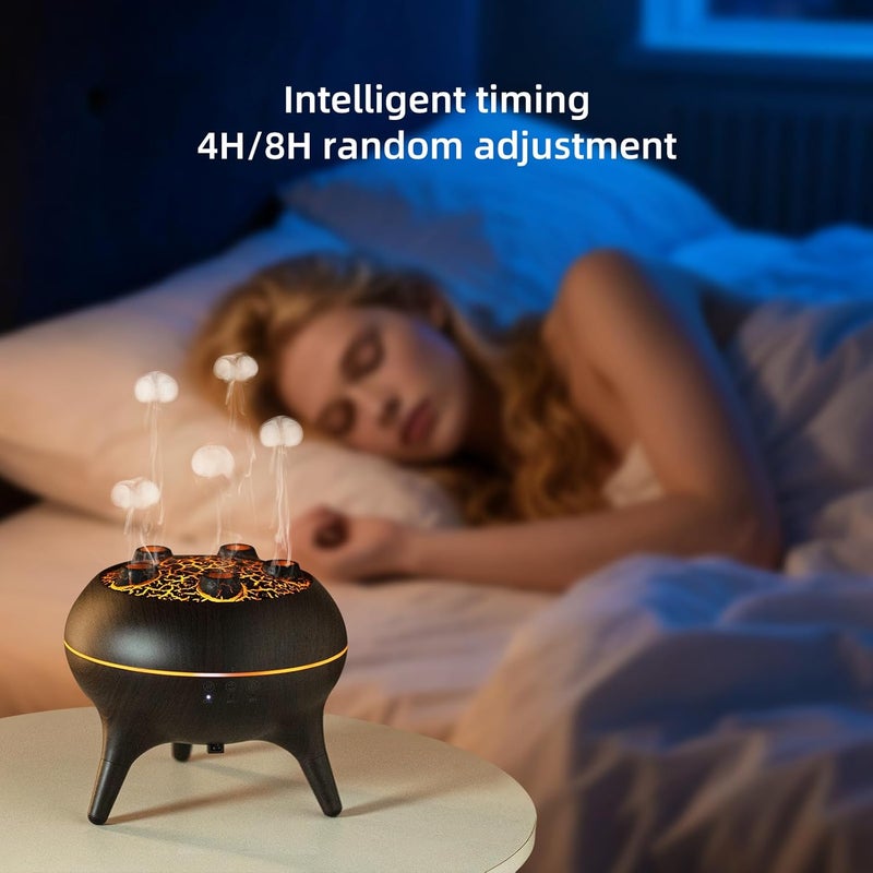 BLOIMP Essential Oil Diffuser 250ML,Jellyfish Diffuser Air Humidifiers Sound Pickup Ultrasonic Aromatherapy Diffuser Remote Control 7 Color Lights for Home Bedroom Office Hotel (Brown Color) - Image 5